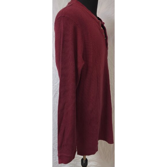 KingSize Mens 3XLT Red Waffle Thermal Cotton Blend Outdoors Big Henley Shirt - Picture 6 of 11